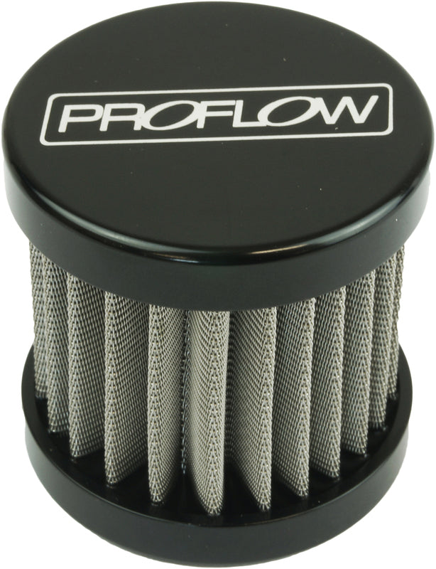 Proflow Oil Breather Filter Billet -12AN Female, Valve Cover, 90x78mm, Black - PFECCB-1BK PFECCB-1BK