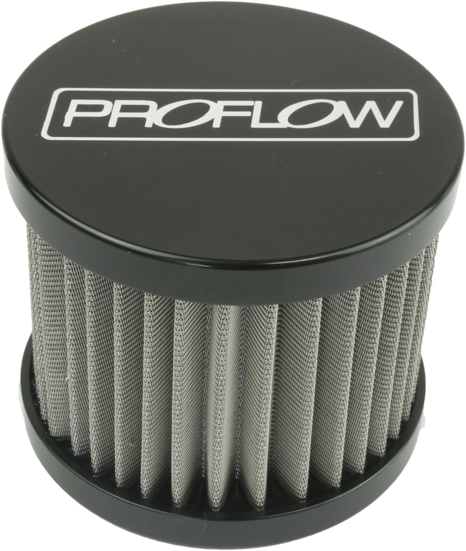 Proflow Oil Breather Filter Billet -08AN Female Thread, 60x50mm, Black - PFECCB-3BK PFECCB-3BK