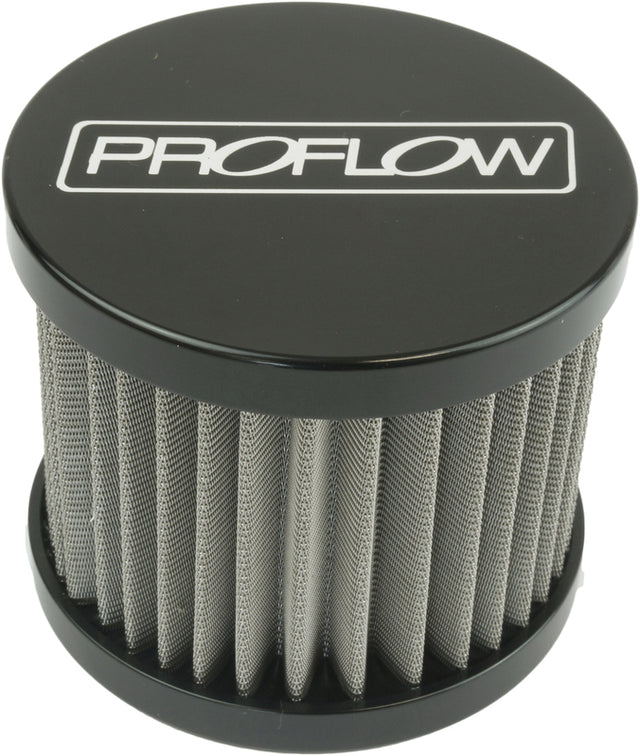 Proflow Oil Breather Filter Billet -08AN Female Thread, 60x50mm, Black - PFECCB-3BK PFECCB-3BK