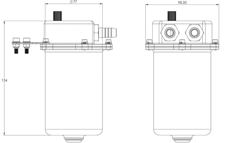 Proflow Catch Can Kit, Oil Separator, Baffled, Recirculating, 500mL, Billet Aluminium, Universal - PFECCT-500BK