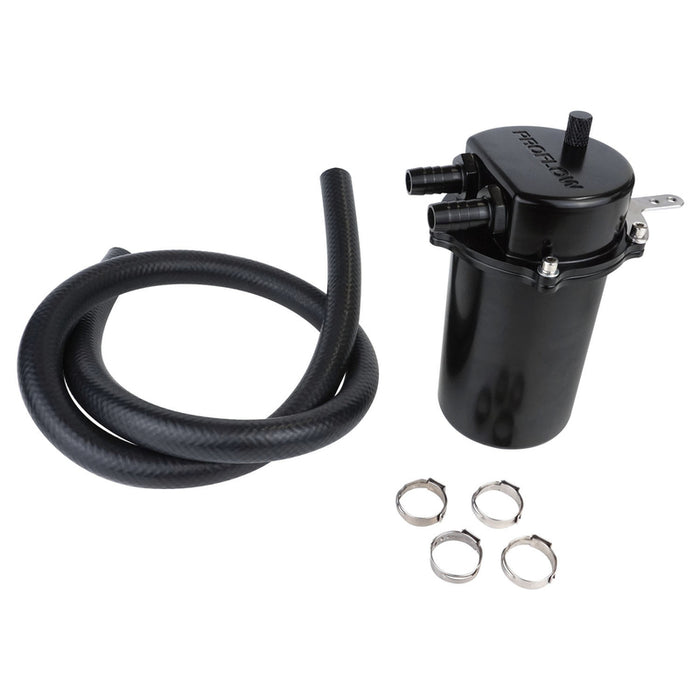 Proflow Catch Can Kit, Oil Separator, Baffled, Recirculating, 500mL, w/Hose & Clamps, Billet Aluminium, Universal - PFECCT-500BK