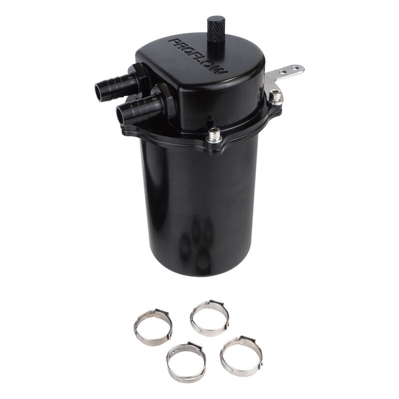 Proflow Catch Can Kit, Oil Separator, Baffled, Recirculating, 500mL, Billet Aluminium, Universal - PFECCT-500BK