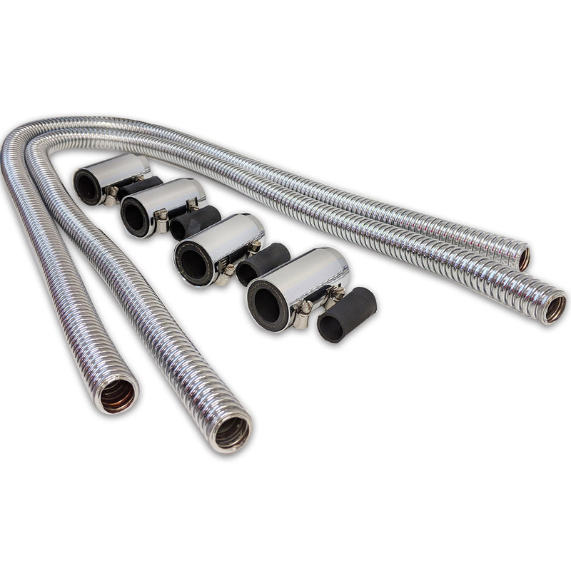 Proflow Heater Hose Flexible, Stainless Steel Chrome Kit, 44in. Length - PFECHR44 PFECHR44