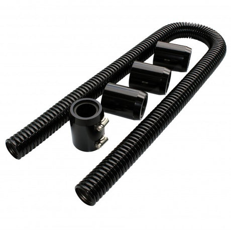 Proflow Radiator Hose Flexible, Stainless Steel Black Kit, 48in. Length, 34/38mm Adaptors - PFECHR48BK PFECHR48BK
