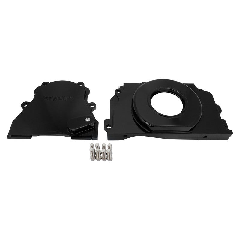 Proflow Timing Cover, 2-Piece, For Holden/Chevrolet LS1/LS2/LS3 Engines, Billet Aluminium, Black Anodised - PFECTCLSBK