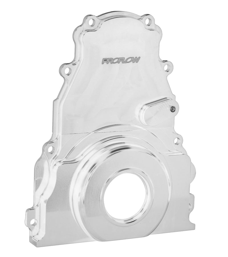 Proflow Timing Cover, 2-Piece, For Holden/Chevrolet LS1/LS2/LS3 Engines, Billet Aluminium, Silver - PFECTCLSS