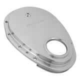 Proflow Timing Cover, 2-piece, Billet Aluminium, Silver Anodised, Silicone Bead Gasket, SB For Chevrolet V8 Small Block, Kit, - PFECTCS