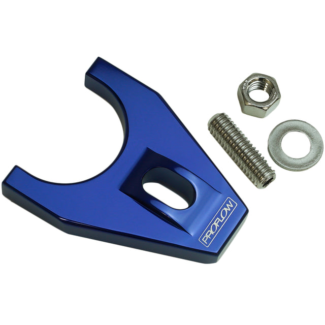 Proflow Distributor Hold-Down Clamp, Billet Aluminium, Blue, Stud Mount, For Chevrolet, Small/Big Block, Each - PFEDC032B PFEDC032B