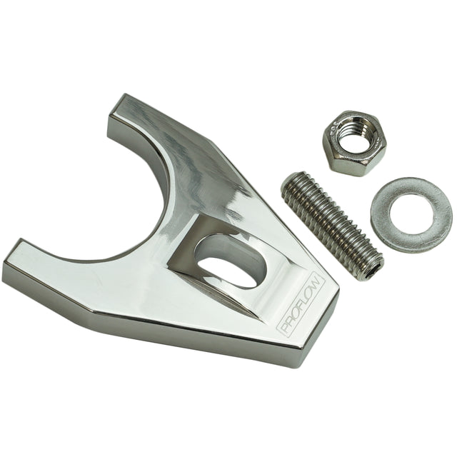 Proflow Distributor Hold-Down Clamp, For Chevrolet SB/BB & Holden V8, Billet Aluminium, Polished, Stud Mount - PFEDC032P PFEDC032P