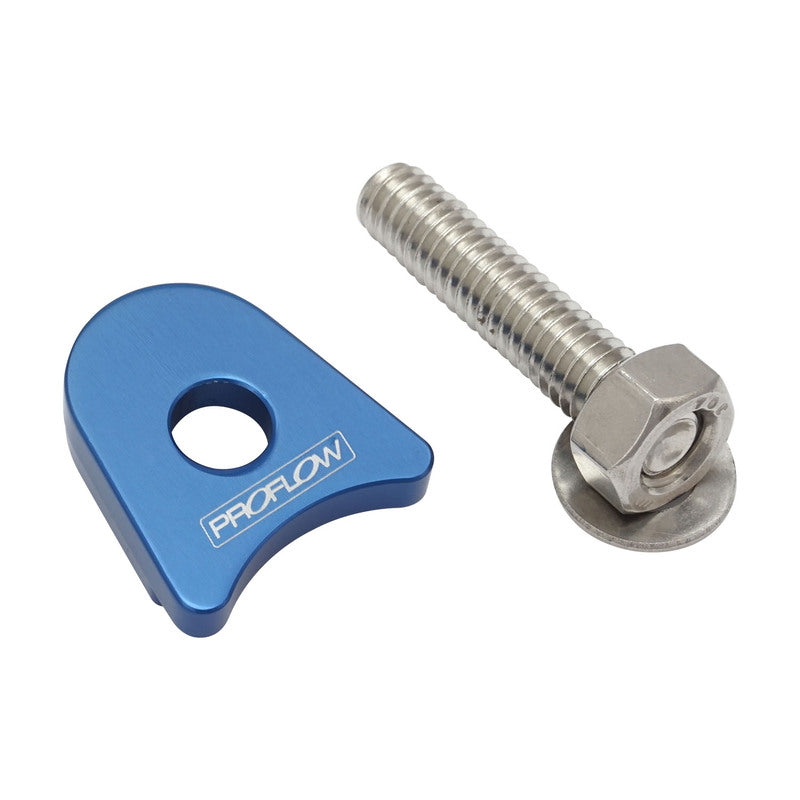 Proflow Distributor Hold-Down Clamp, For Ford Windsor & Cleveland, Billet Aluminium, Blue, Stud Mount, Each - PFEDC035B