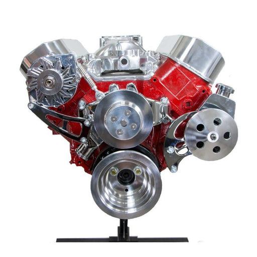 Proflow Front Drive Kit, V Belt Kit, Black V Belt BB Chev Long Style Water Pump - PFEDK45422BK