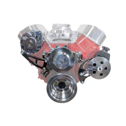 Proflow Front Drive Kit, V Belt Kit, Chrome V Belt BB Chev Long Style Water Pump - PFEDK45422