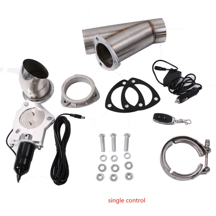 Proflow Single Exhaust Cutouts, Electric, Aluminium, Bolt On, 2.25 in. Diameter, Stainless Steel Tubing, Kit - PFEEEC225