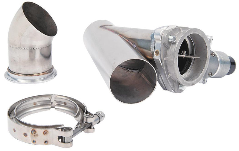 Proflow Single Exhaust Cutouts, Electric, Aluminium, Bolt On, 3.0 in. Diameter, Stainless Steel Tubing, Kit - PFEEEC300