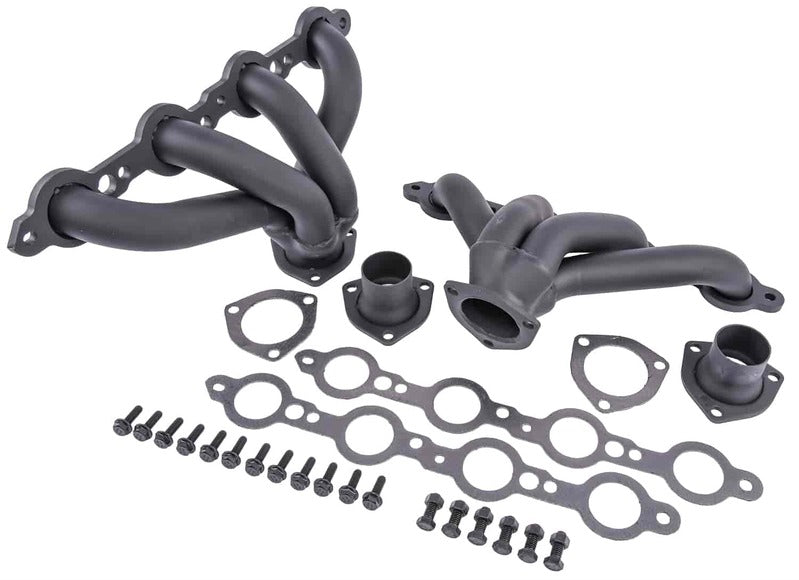 Proflow LS Exhaust Headers, Tight-Fit 1-5/8'' Block Huggers, Chevrolet Holden LS1 LS2 Centre Outlet, Black Ceramic, Set - PFEEH7000BK