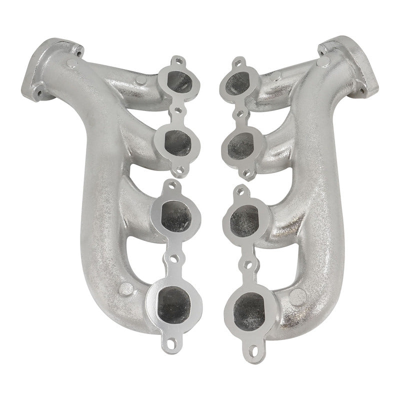 Proflow Exhaust Manifolds, For Holden / Chev LS Series Engines, High-Silicone Ductile Cast Iron, Polished & Silver Ceramic Coated, Pair - PFEEH8501SC