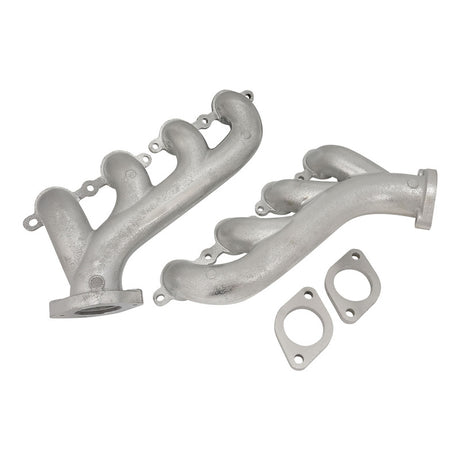 Proflow Exhaust Manifolds, For Holden / Chev LS Series Engines, High-Silicone Ductile Cast Iron, Polished & Silver Ceramic Coated, Pair - PFEEH8501SC PFEEH8501SC