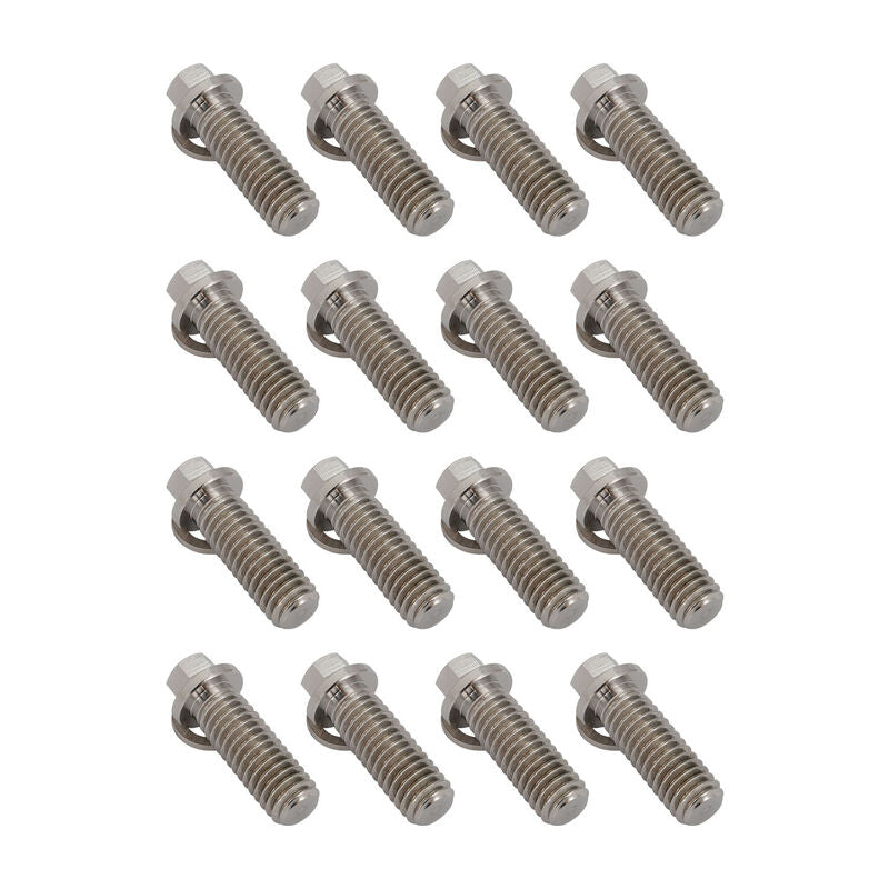 Proflow Header Bolts, 5/16'' Hex Head, Tight Access, 3/8''-16 x 1.00'', Stainless, SS304, 0.527'' OD Washers, Set of 16 - PFEEHBST-1 PFEEHBST-1