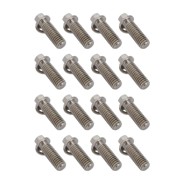 Proflow Header Bolts, 5/16'' Hex Head, Tight Access, 3/8''-16 x 1.00'', Stainless, SS304, 0.527'' OD Washers, Set of 16 - PFEEHBST-1 PFEEHBST-1
