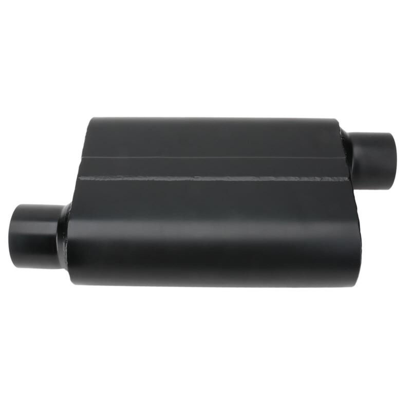 Proflow Muffler, 2.25 in, Black Compact Flow Chamber II, Side Inlet To 2.25 in. Side Outlet, 9.75" x 13" x 4" body, Each - PFEEM31503