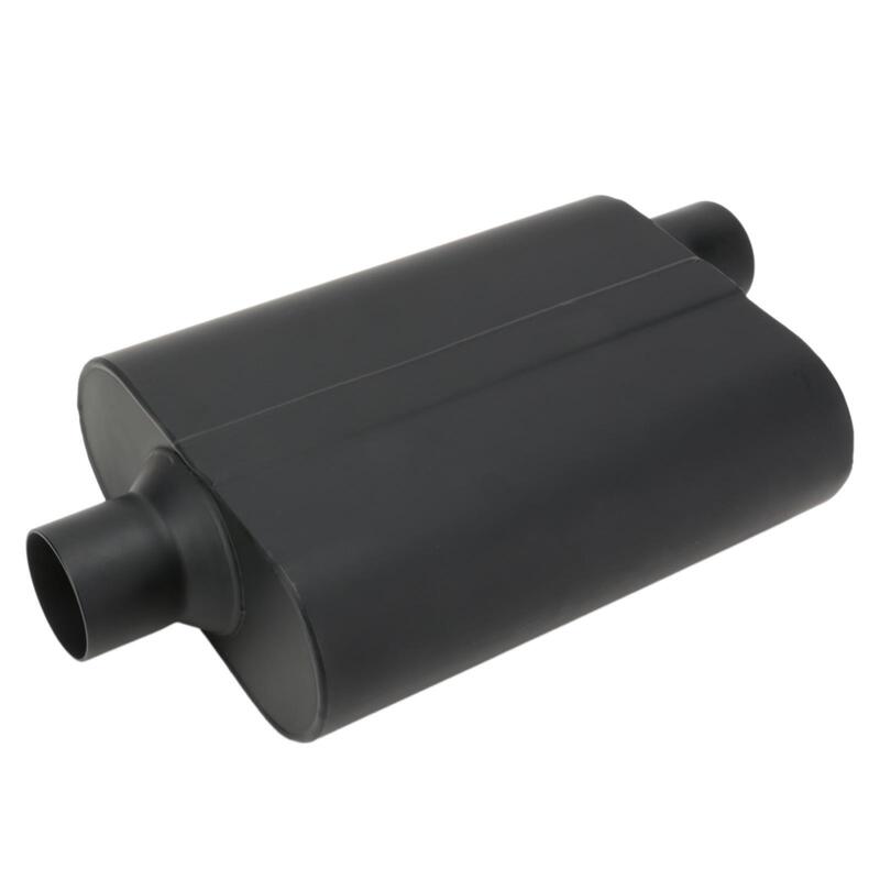 Proflow Muffler, 3.00 in, Black Compact Flow Chamber II, Side Inlet To 3.00 in. Centre Outlet, 9.75" x 13" x 4" body, Each - PFEEM31505 PFEEM31505