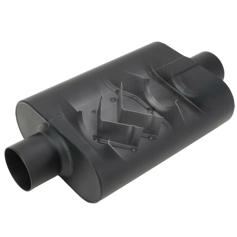 Proflow Muffler, 3.00 in, Black Compact Flow Chamber II, Side Inlet To 3.00 in. Centre Outlet, 9.75" x 13" x 4" body, Each - PFEEM31505