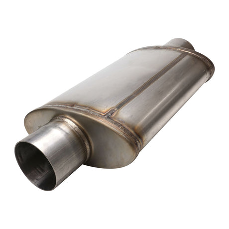 Proflow Muffler Oval, 409 Stainless Steel Polished Flow Chamber 3in. Centre Inlet To 3in. Centre Outlet - PFEEMS51506 PFEEMS51506