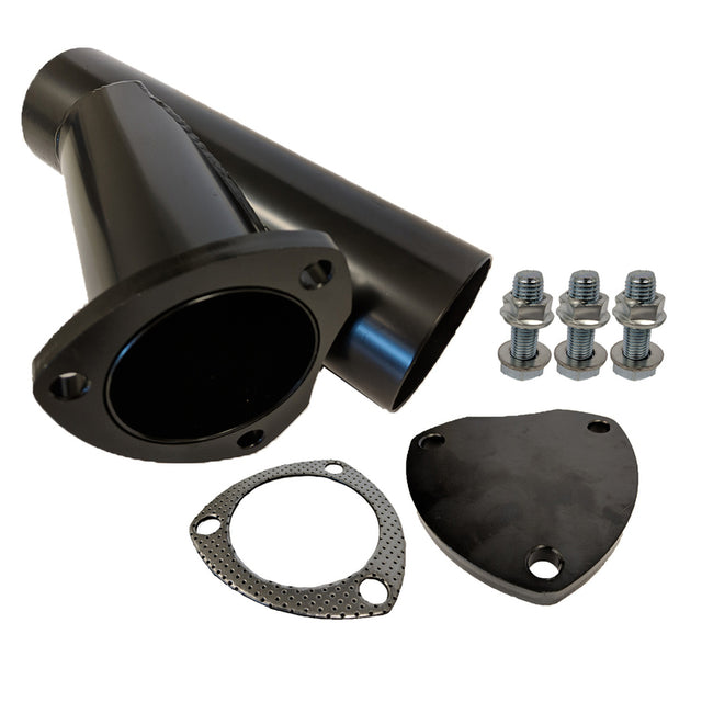 Proflow Exhaust Steel Cut Out Y Pipe 2.5', Cap Gasket & Bolts 10in. overall length Each - PFEEYPSTL25 PFEEYPSTL25