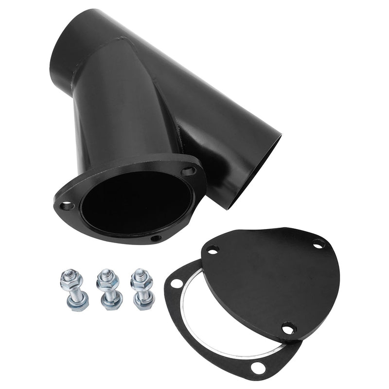 Proflow Exhaust Steel Cut Out Y Pipe 4.0in, Cap Gasket & Bolts 10in. overall length, Each - PFEEYPSTL40 PFEEYPSTL40