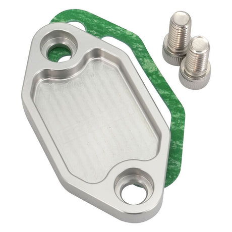 Proflow Fuel Pump Block-Off Plate, Aluminium, Silver Anodised, For Holden 253 308, Each - PFEFB-100S PFEFB-100S