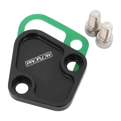 Proflow Fuel Pump Block-Off Plate, Aluminium, Black Anodised, BB Chev, For Ford Windsor, Each - PFEFB-101BK PFEFB-101BK