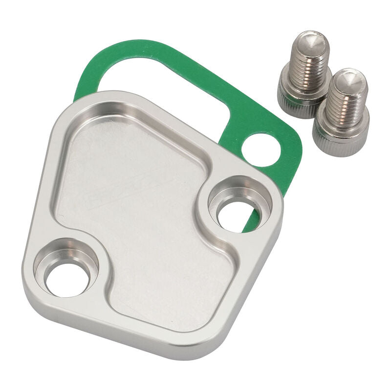 Proflow Fuel Pump Block-Off Plate, Aluminium, Silver Anodised, BB Chev, For Ford Windsor, Each - PFEFB-101S PFEFB-101S