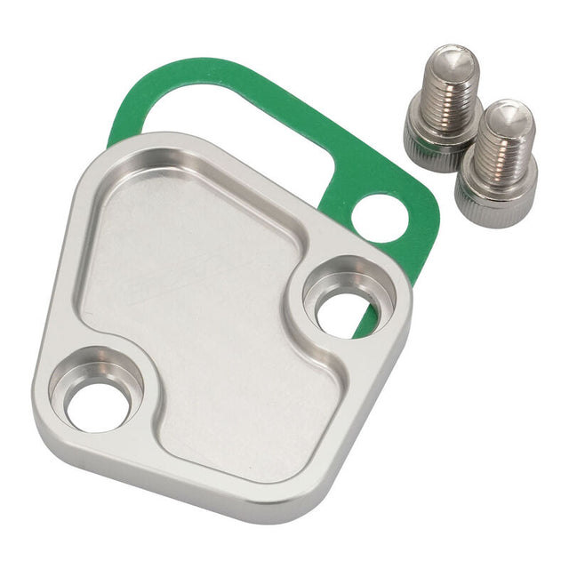 Proflow Fuel Pump Block-Off Plate, Aluminium, Silver Anodised, BB Chev, For Ford Windsor, Each - PFEFB-101S PFEFB-101S