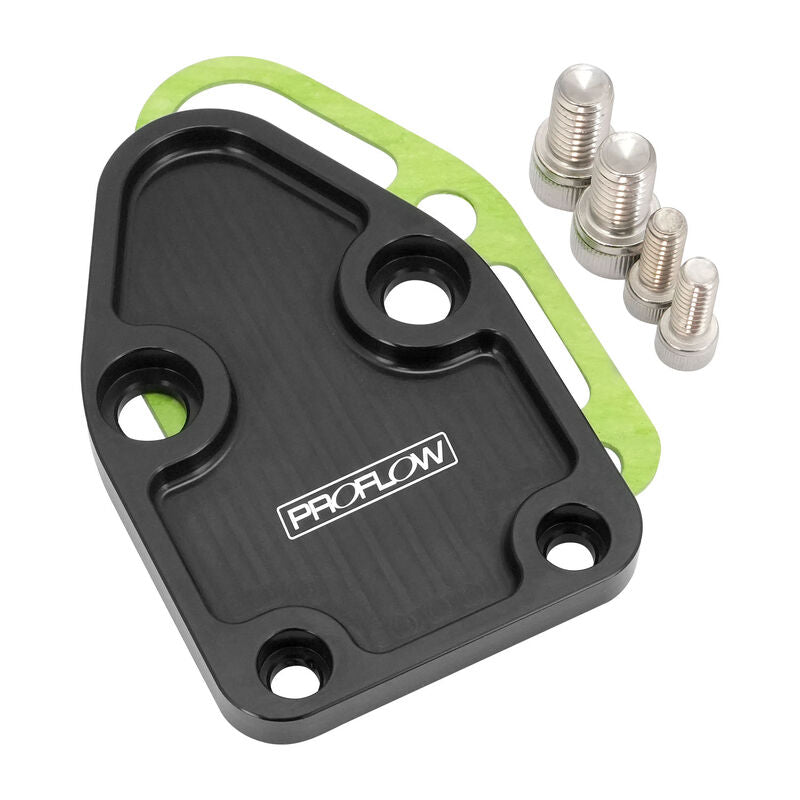Proflow Fuel Pump Block-Off Plate, Aluminium, Black Anodised, SB For Chevrolet, Each - PFEFB-102BK PFEFB-102BK