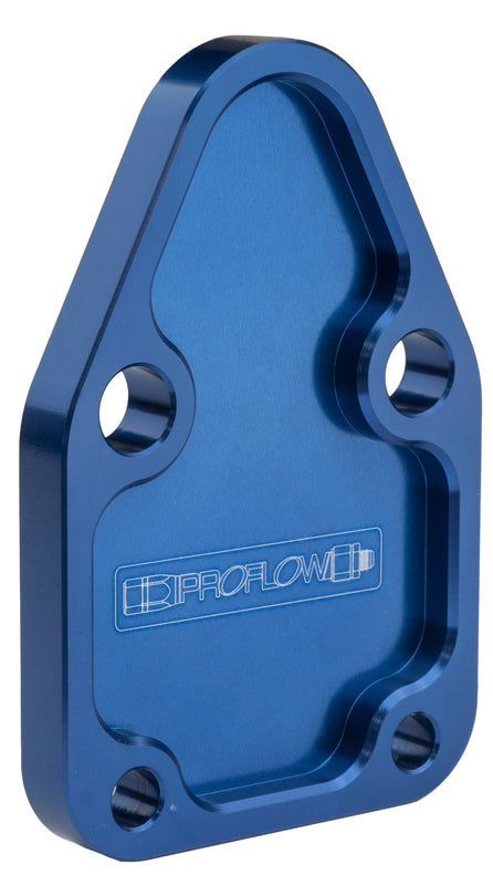 Proflow Fuel Pump Block-Off Plate, Aluminium, Blue Anodised, SB For Chevrolet, For Chrysler, Each - PFEFB-102BL PFEFB-102BL