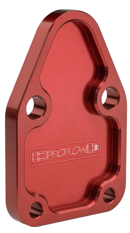 Proflow Fuel Pump Block-Off Plate, Aluminium, Red Anodised, SB For Chevrolet, For Chrysler, Each - PFEFB-102R PFEFB-102R
