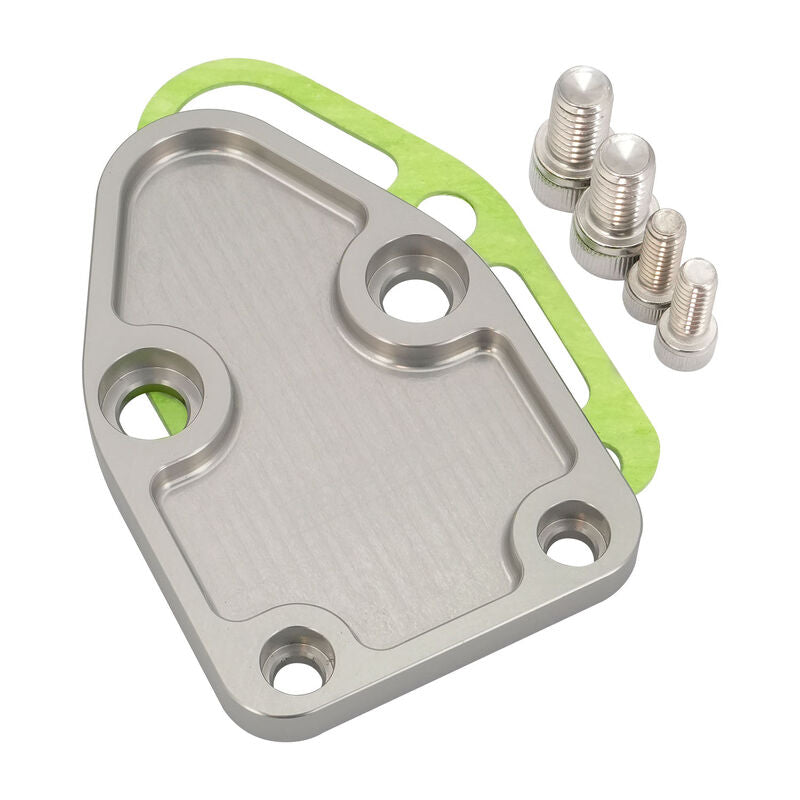 Proflow Fuel Pump Block-Off Plate, Aluminium, Silver Anodised, SB For Chevrolet, Each - PFEFB-102S PFEFB-102S