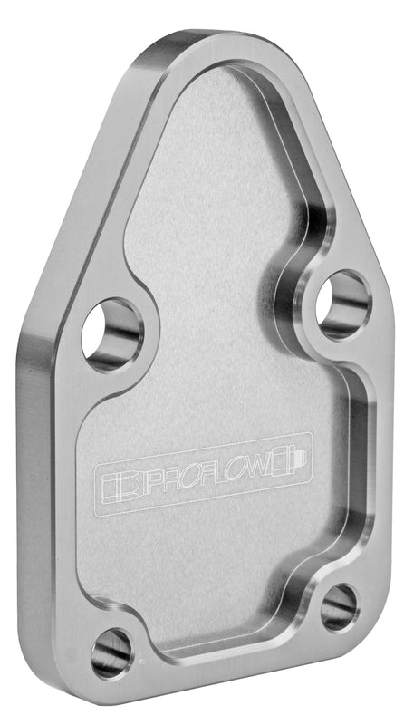 Proflow Fuel Pump Block-Off Plate, Aluminium, Silver Anodised, SB For Chevrolet, Each - PFEFB-102S PFEFB-102S