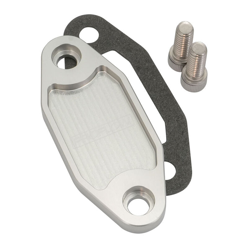 Proflow Fuel Pump Block-Off Plate, Aluminium, Silver Anodised, For Ford 302-351C, Each - PFEFB-104S PFEFB-104S