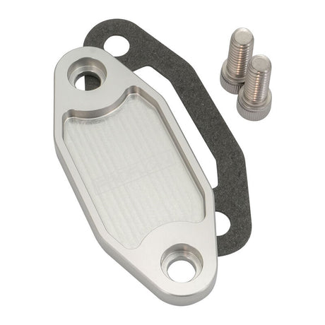 Proflow Fuel Pump Block-Off Plate, Aluminium, Silver Anodised, For Ford 302-351C, Each - PFEFB-104S PFEFB-104S