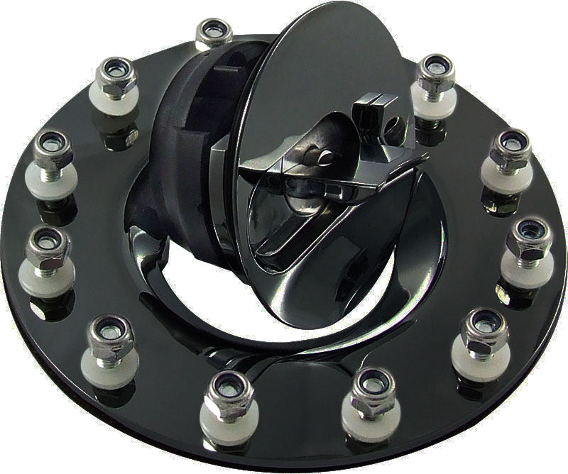 Proflow Fuel Cell Tank Cap, Flush Mount, 12 Bolt, Black Aluminium Cap, w/Mount Kit, (Series 1) - PFEFC001BK PFEFC001BK
