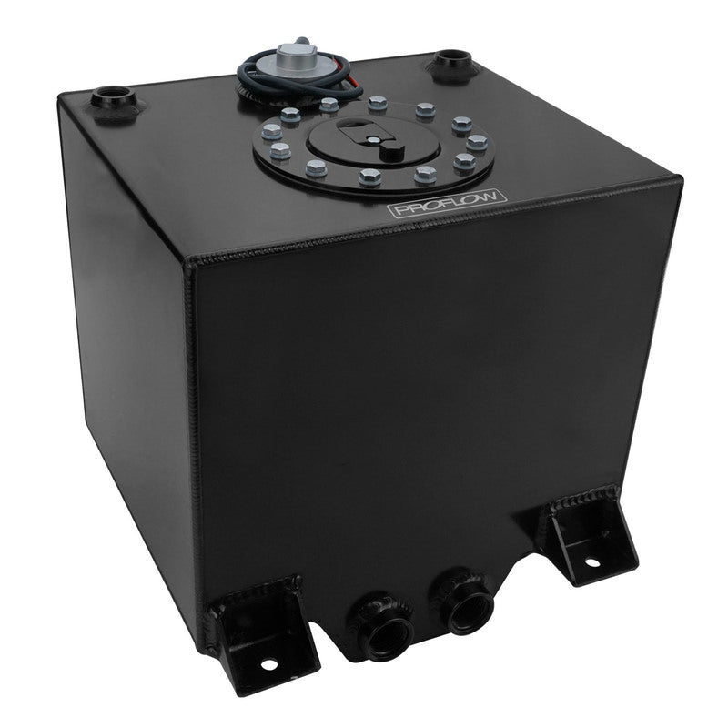 Proflow Fuel Cell, Tank, Sumped, 5Gal (19L), Aluminium, Black 300 x 260 x 260mm, Two -12 AN Female Outlets - PFEFC005BK PFEFC005BK