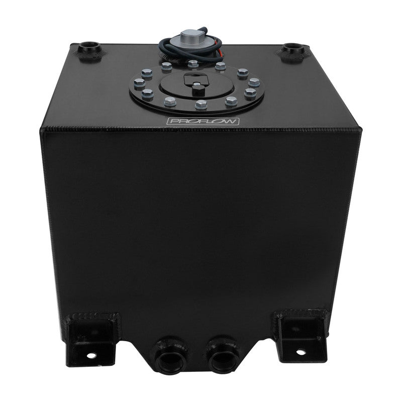 Proflow Fuel Cell, Tank, Sumped, 5Gal (19L), Aluminium, Black 300 x 260 x 260mm, Two -12 AN Female Outlets - PFEFC005BK
