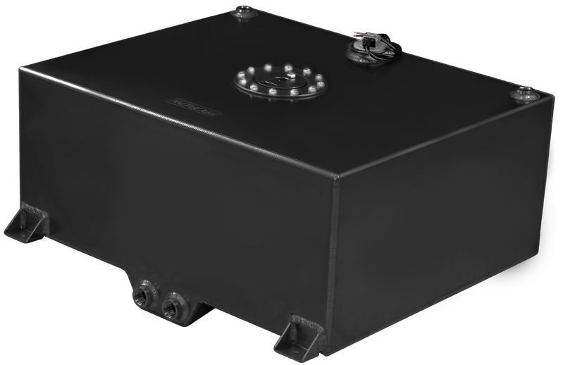 Proflow Fuel Cell, Tank, Sumped, 20Gal (76L), Aluminium, Black 620 x 510 x 260mm, With Sender Two -10 AN Female Outlets - PFEFC020BK PFEFC020BK