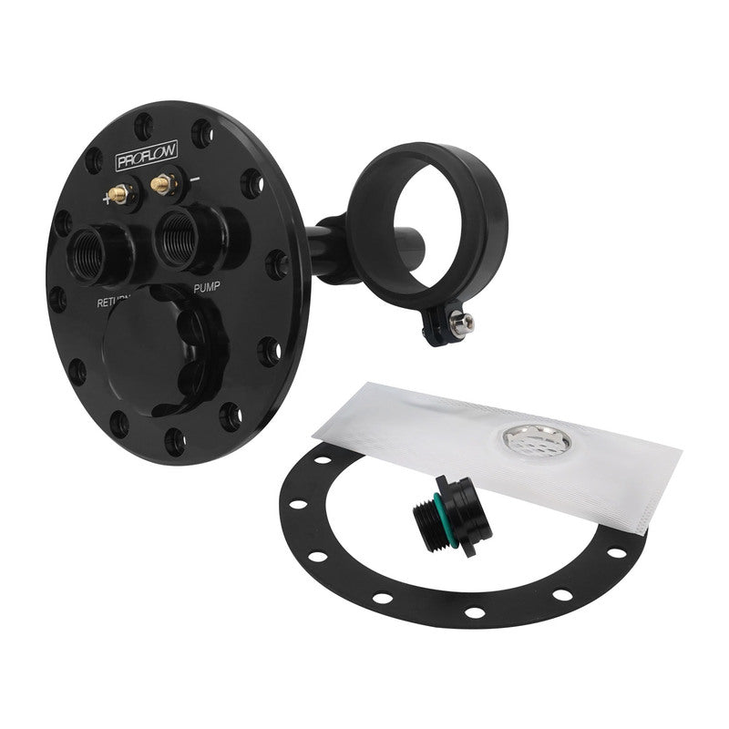 Proflow Single Fuel Pump Hanger, Mounts 1 60mm Bosch 044 Fuel Pump, 120.5mm PCD, Billet Aluminium, Black Anodised - PFEFCA002