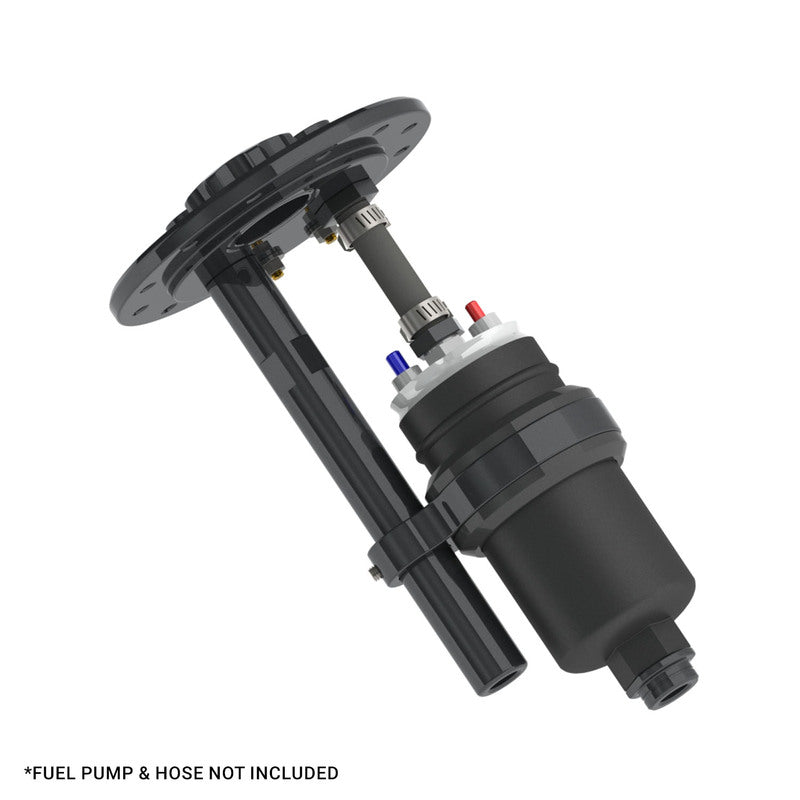 Proflow Single Fuel Pump Hanger, Mounts 1 60mm Bosch 044 Fuel Pump, 120.5mm PCD, Billet Aluminium, Black Anodised - PFEFCA002