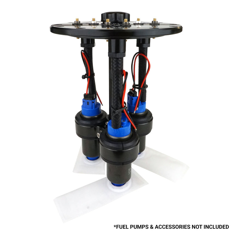 Proflow Triple Fuel Pump Hanger, Suits 39mm EFI Pumps, 170mm PCD, Billet Aluminium, Black Anodised - PFEFCA003-1