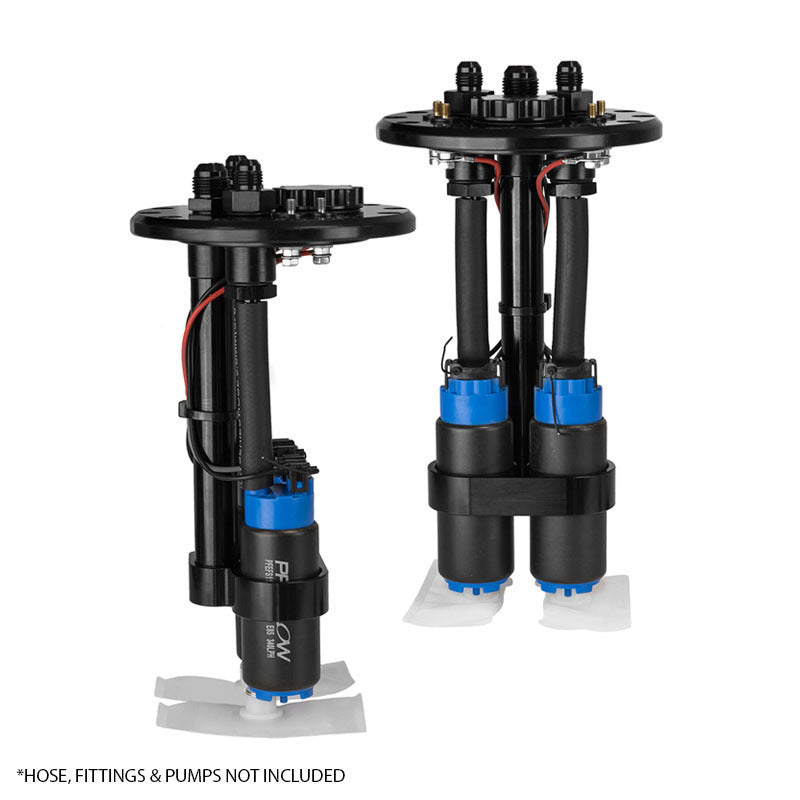 Proflow Dual Fuel Pump Hanger Module, Mounts 39mm Fuel Pumps, 120.5mm PCD, Billet Aluminium, Black Anodised - PFEFCA003