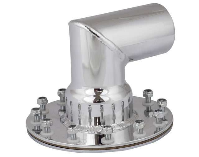 Proflow Fuel Filler Neck Aluminium Polished, 90 Degree, 2 1/2 in. Diameter, 12-Bolt Flange, 4.75'' PCD, Each - PFEFCA004P PFEFCA004P