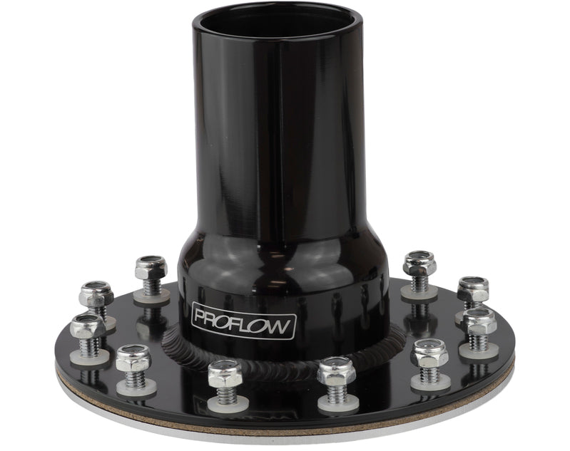 Proflow Fuel Filler Neck Aluminium Black, Straight 2 in. Diameter, 12-Bolt Flange, 4.75'' PCD, Each - PFEFCA005BK PFEFCA005BK